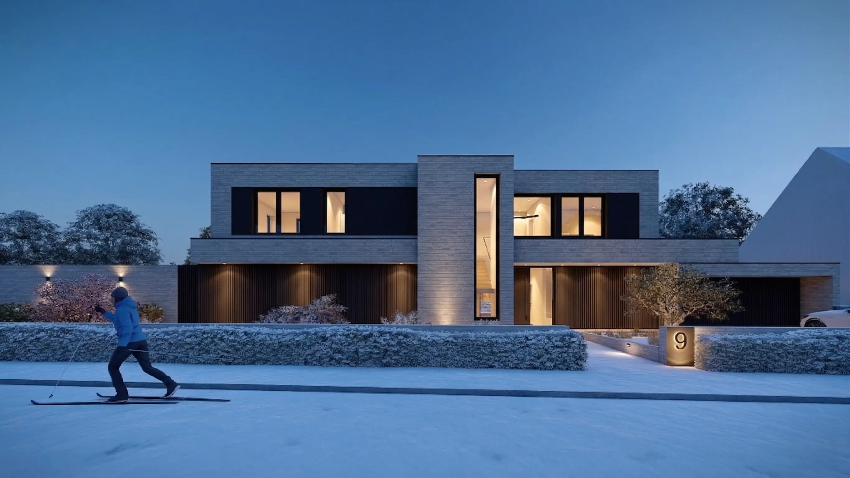 B2 modernes flachdachhaus im bauhausstil architekturbuero toebben Muensterland Rendering 1