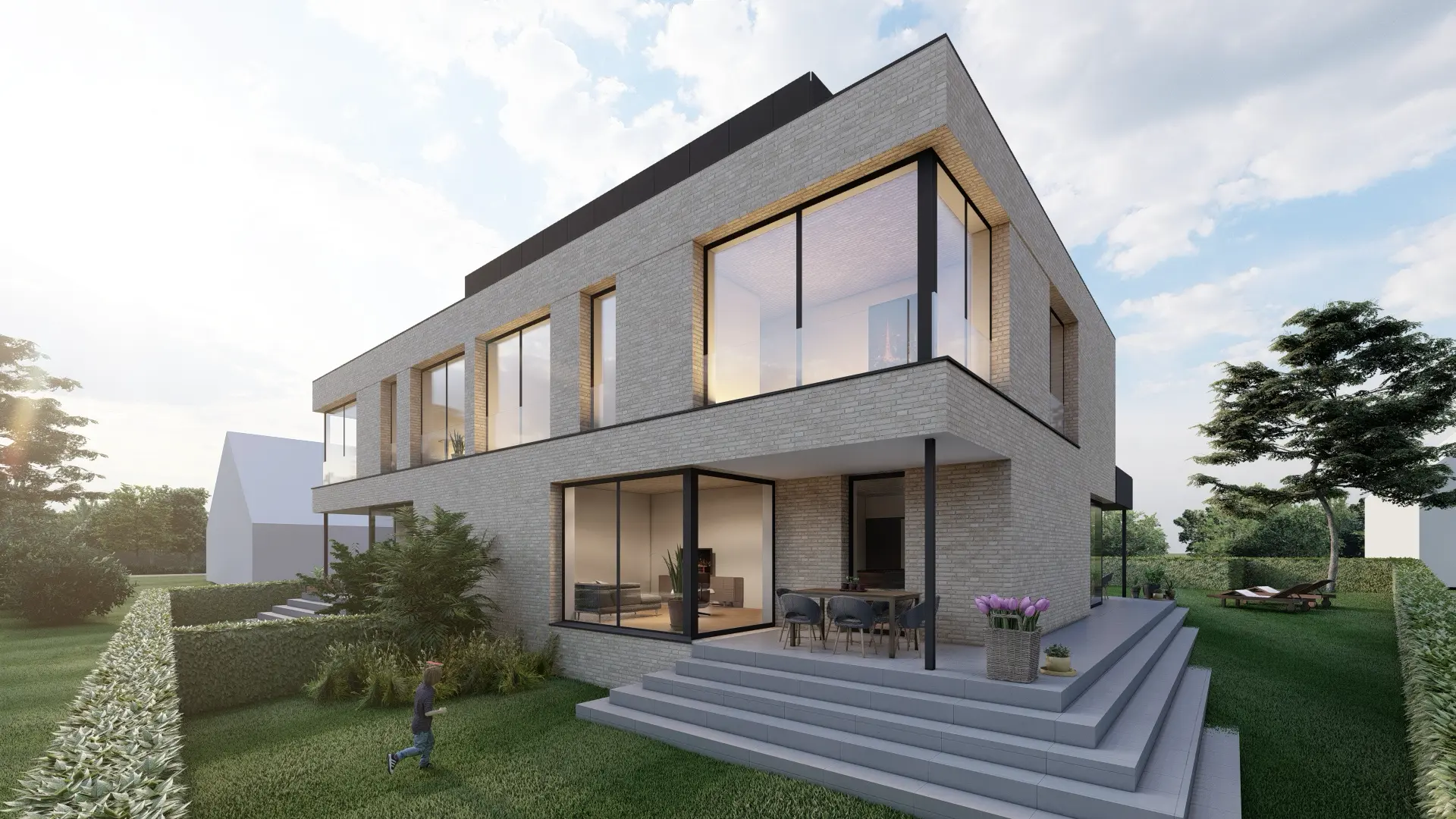 BK stilvolle und moderne doppelhaushaelfte architekturbuero toebben Muensterland 4