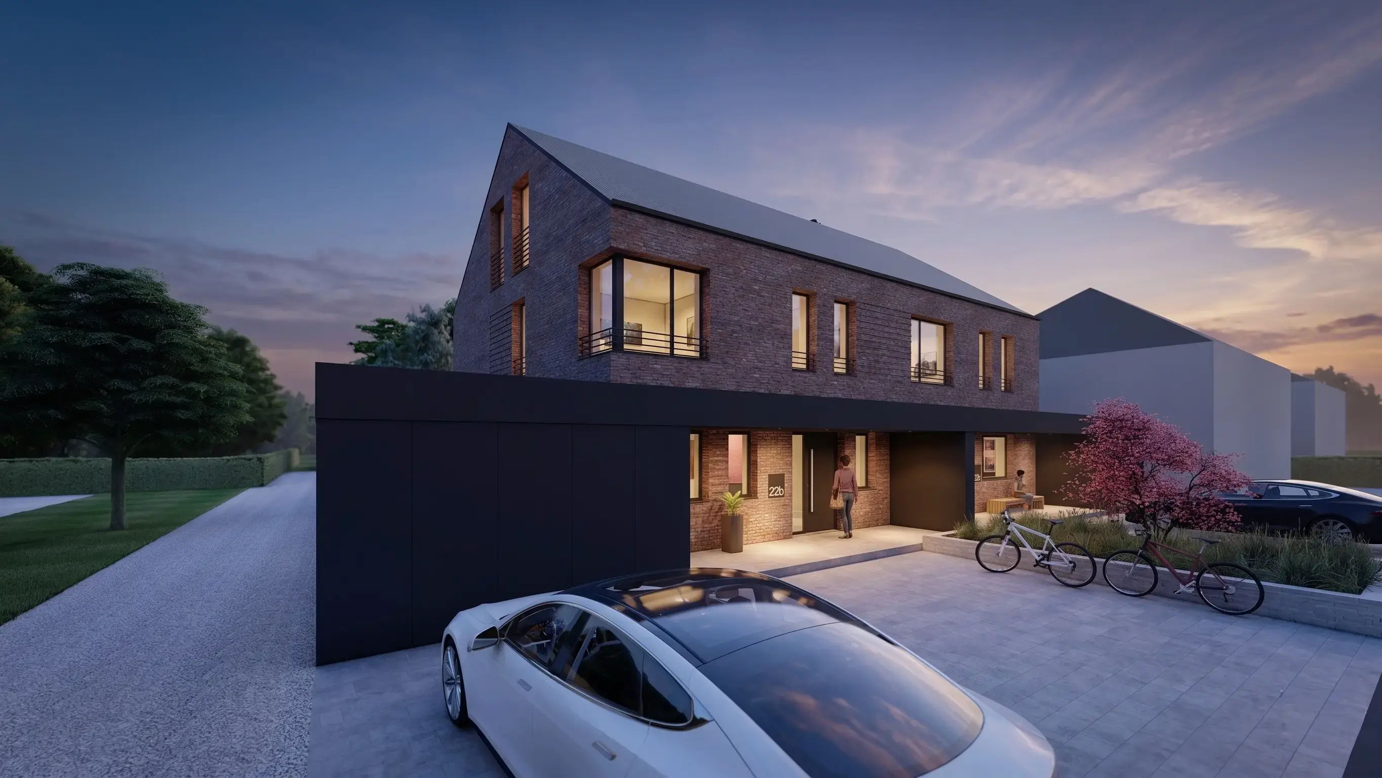 La Biosthétique modernes doppelhaus in wettringen architekturbuero toebben Muensterland Rendering 1