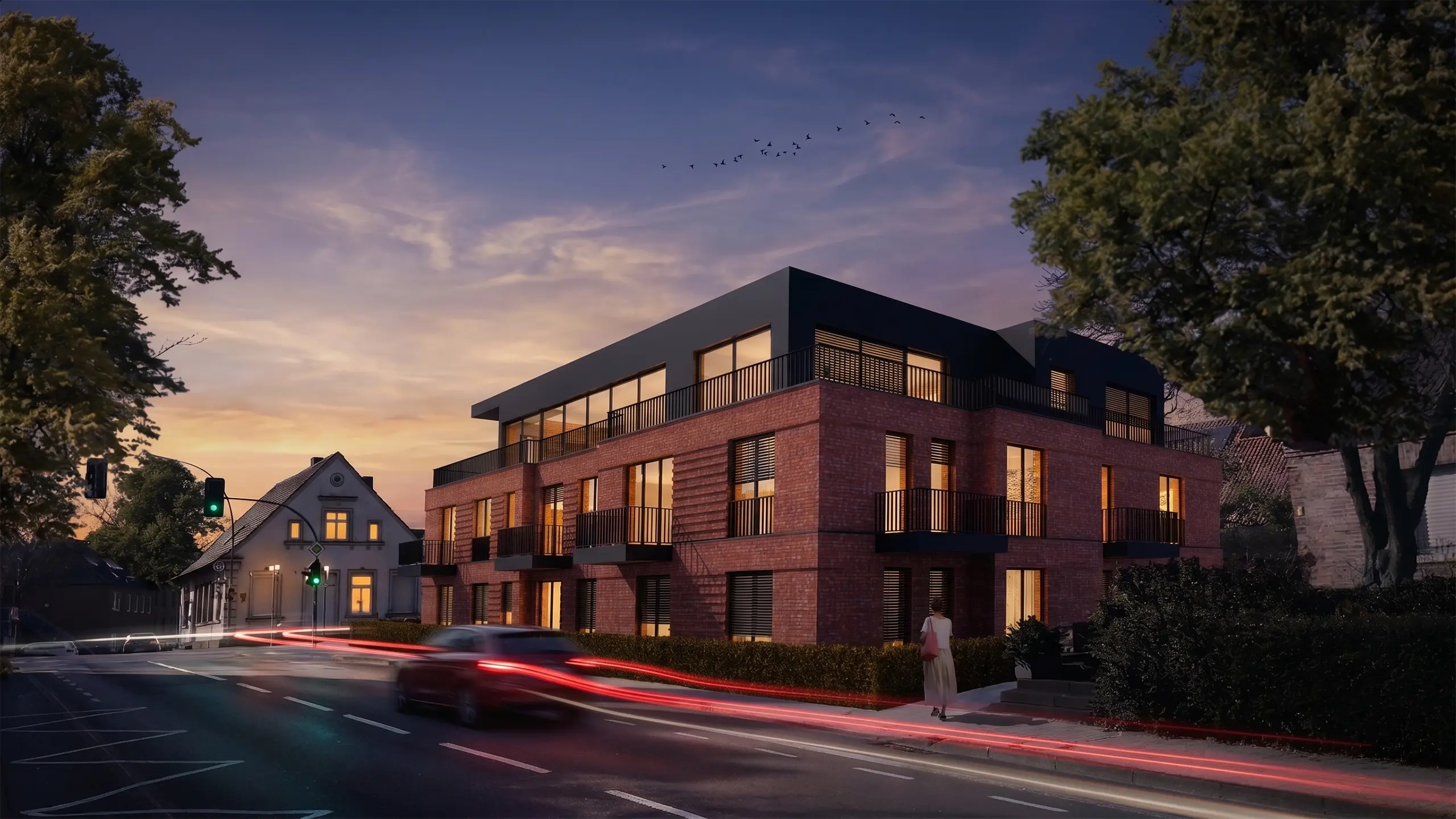 S entwurf und planung eines modernen Mehrfamilienhaus architekturbuero toebben Muensterland Rendering 1